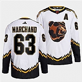 Men's Boston Bruins #63 Brad Marchand 2022 White Reverse Retro Stitched Jersey Dzhi,baseball caps,new era cap wholesale,wholesale hats